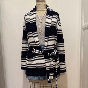 Ralph Lauren Navy and White Striped Cardigan
